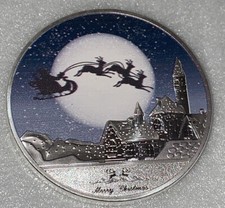  Santa Delivery Merry Christmas Happy New Year Silver Plated Commemorative Coin