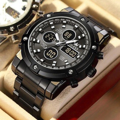 OLEVS Men's Watches Multifunctional Wlectronic Waterproof Luminous Fashion Dress