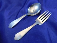 WALLACE UNKNOWN PATTERN STERLING SILVER BABY FORK  BABY SPOON SET - GOOD MONO