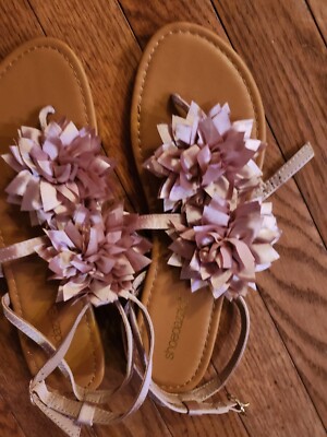 Shoedazzle Pink Blush Gladiator Flower Strappy Sandals-