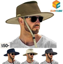 Men Wide Brim Sun Hat UV Protection Bucket Cap for Hiking Camping Fishing Safari