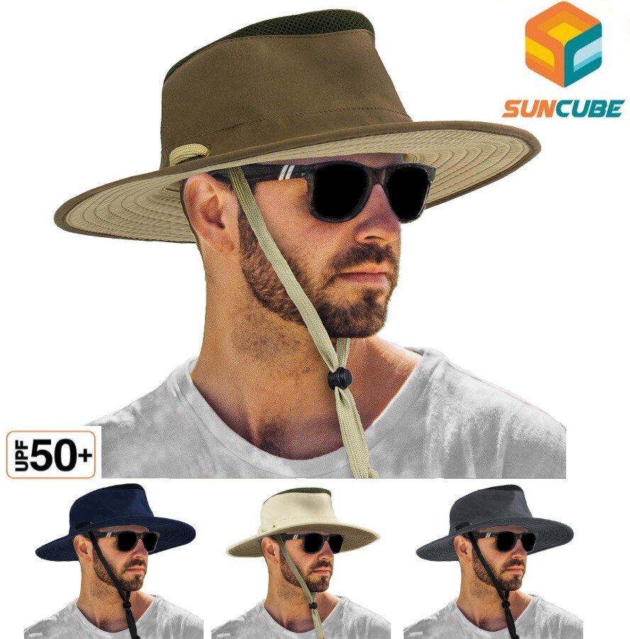 Sombrero de sol de ala ancha para hombre con protección UV gorra de cubo para senderismo campamento pesca safari