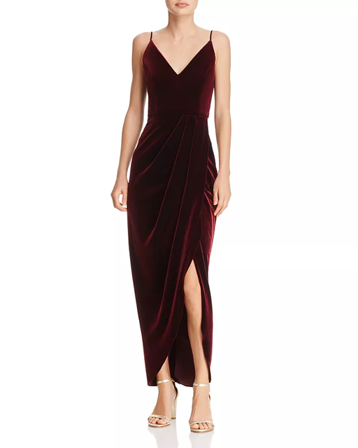 velvet faux wrap dress