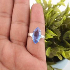 Natural Tanzanite Gemstone Ring 925 Sterling Silver Handcrafted Jewelry For Wife