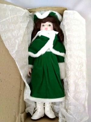 Christmas Around the World Porcelain Collector Doll # 54-591 Green Velvet  Dress | eBay