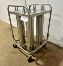 "SHELLEYMATIC" 4 BAYS 5" D PLATE/BOWL HOLDER DISPENSER CARRIER CART ON CASTERS