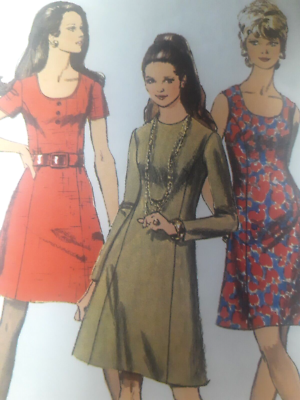 Princess Sheath Dress 10 Simplicity 8884 Sewing Pattern Mini Knee VTG 60s  CUT | eBay