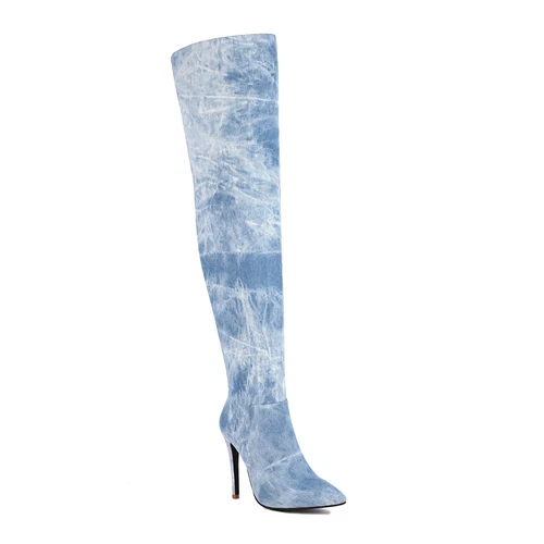Women Over The Knee Thigh High Boots Pointy Toe High Heels Zip Boots Shoes Size - Bild 31 von 33