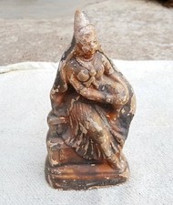 Vintage Alt Handgefertigt Bemalt Tribal Lady Sitzend Terracotta Figur TC129