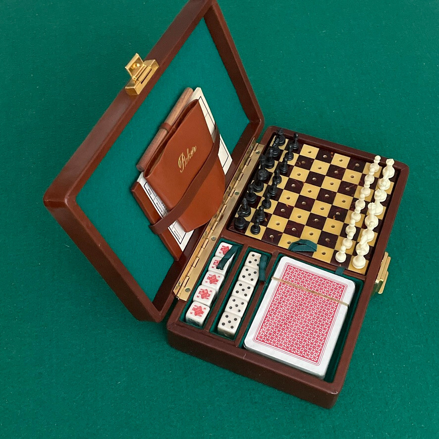 Vintage Travel Games Compendium Dice, Poker Dice, Chess, Cards, Poker