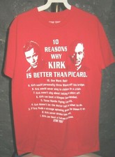 Kirk & Picard Star Trek Red 10 Reasons Kirk Better than Picard Medium T-Shirt
