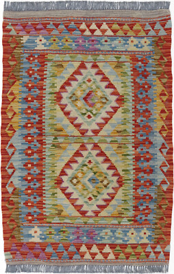 Kelim Teppich Orient Perser Rug Kilim Bunt Schurwolle Design Pflanzenfarben Boho