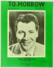 Tomorrow by Hart  Geraldson Piano Vocal Sheet Music Max Bygraves Vintage