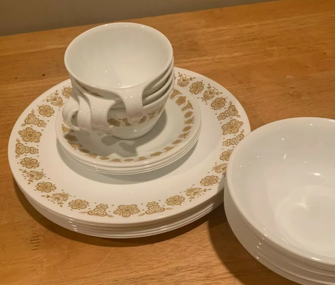 Corelle Pyrex Butterfly Gold Yellow Flower Replacement Dishes Vintage Plate Bowl