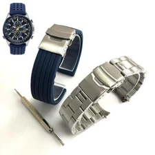 Steel & Rubber Replacement Watch Band fits H800 Citizen Blue Angels AT8020-03L