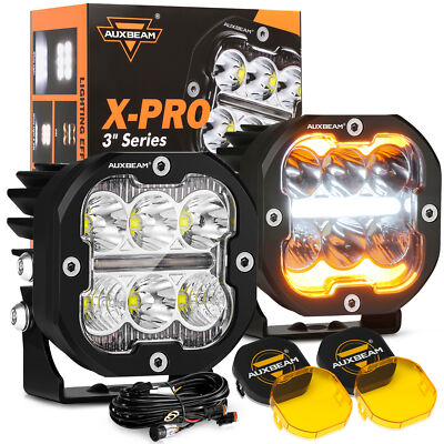 AUXBEAM 3'' LED Work Lights Bar Spot Pods Fog Lamp Offroad Driving Truck SUV