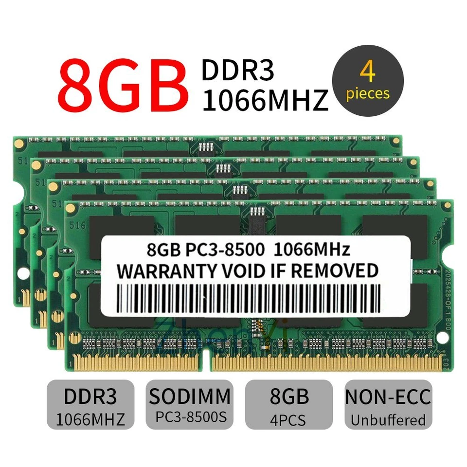 32GB 16GB 8GB PC3-8500S DDR3 1066 204Pin 1.5V Notebook SODIMM Laptop RAM UK LOT - Image 2 of 4