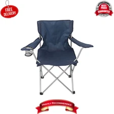Blue Camping Folding Chair with Cup Holder and Carry Bag, Collapsible, NEW, 1Pk