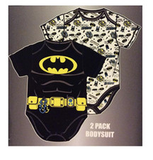 Batman Baby Boy Bodysuits Lot of 2 NIP NB 0-3 3-6 6-9 D C Comics