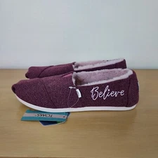 TOMS 'Believe' Alpargata Burgundy Red Classic Canvas Casual Slip-on 6 1/2 Shoes