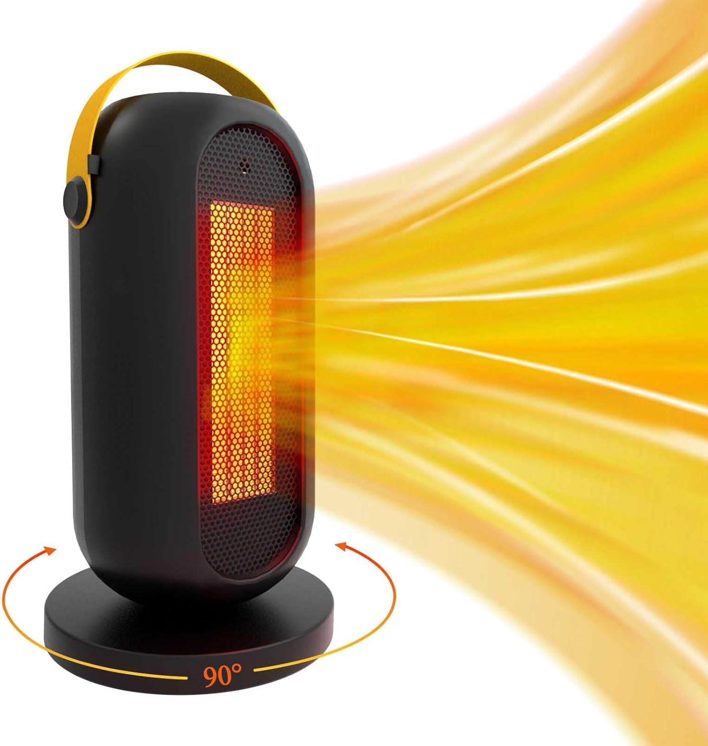 Electric Fan Heater W. 90° Oscillation (Black W. Handle), 600/1200W Ceramic Ener-image