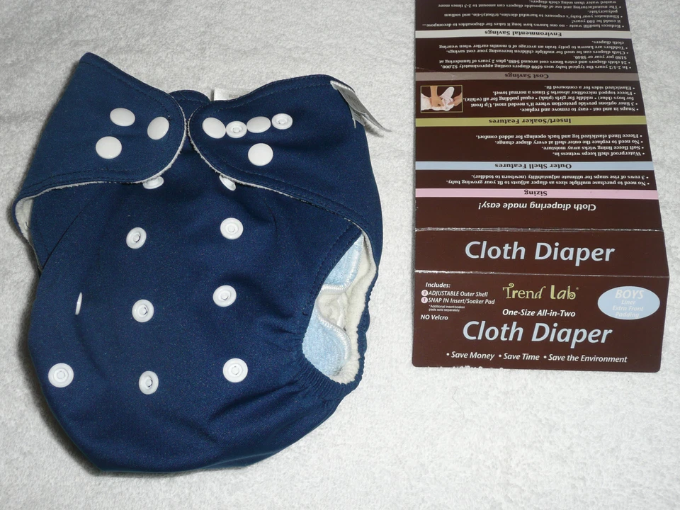 2 Reusable Cloth Diapers Boy girl Blue Red TREND LAB Adjustable Snap One-Size - Image 4 of 4