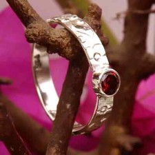 Garnet 925 Sterling Silver Band Statement Ring Handmade Ring All Size-U-103