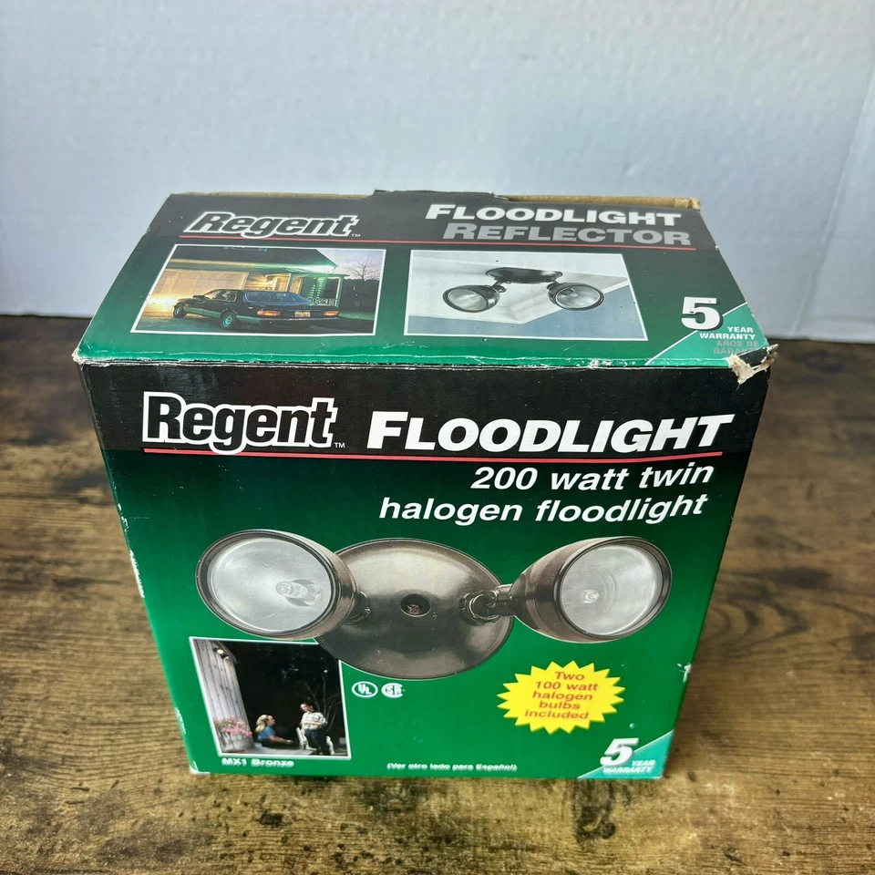 Regent Twin Decorative Floodlight 200 Watt Halogen MX1 Bronze - Vintage NEW NOS - Image 2 of 4
