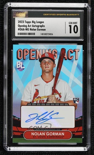 2023 Topps Big League Opening Act Blue Foil Nolan Gorman CSG 10 Rookie Auto RC - Picture 1 of 3