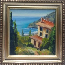 Seascape oil painting Original Art Impressionism Realism painting 4x4 inches