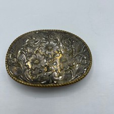 CRUMRINE EL ARTURO BRONZE ENGRAVED FLOWER SWIRL BELT BUCKLE WESTERN COWBOY