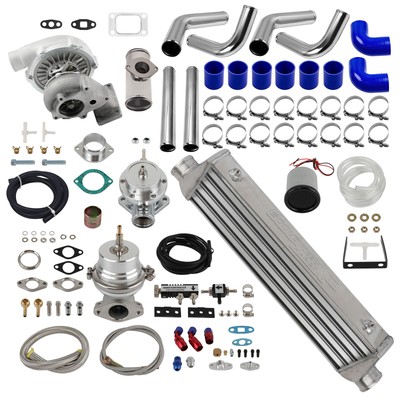 Universal Turbo Kits T3 T4 T04E + Intercooler Pipes Wastegate BOV Adapter Lines