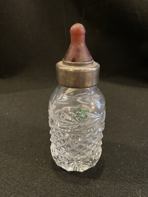 Vintage Galway Irish Crystal Cut Glass Baby Bottle Original