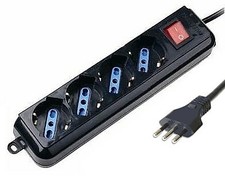 Techly Multipresa 4 Posti Italiana Bipasso con Interruttore Nero