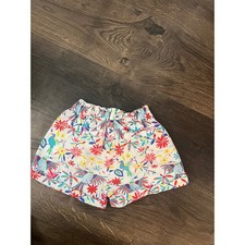 Mini Boden Girls Tropical Bird Floral Paperbag Waist Shorts Multicolor 6