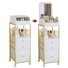 Makeup Cart Organizer with Mirror – Large Floor Skincare & Cosmetic Storage
