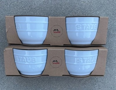 New Staub Ceramic 3.5  Ramekin Bowls Set Of 4 NIB White