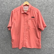 Eddie Bauer Men's Tech Woven Short Sleeve Activewear Shirt XXL, Vented, Orange