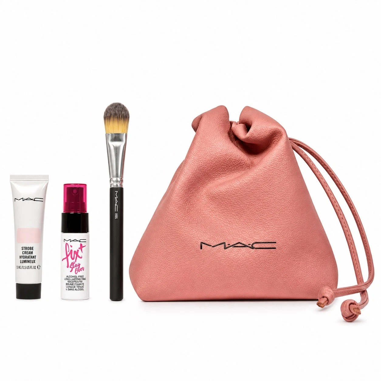 MAC Gift Set Makeup Kit Strobe Cream Fix+ Spray Brush & Pink Bag
Opens in a new window or tab