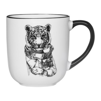 AMBITION Kaffeebecher Bonzoo 300 ml Tiger Porzellan weiß schwarz Spülmaschine
