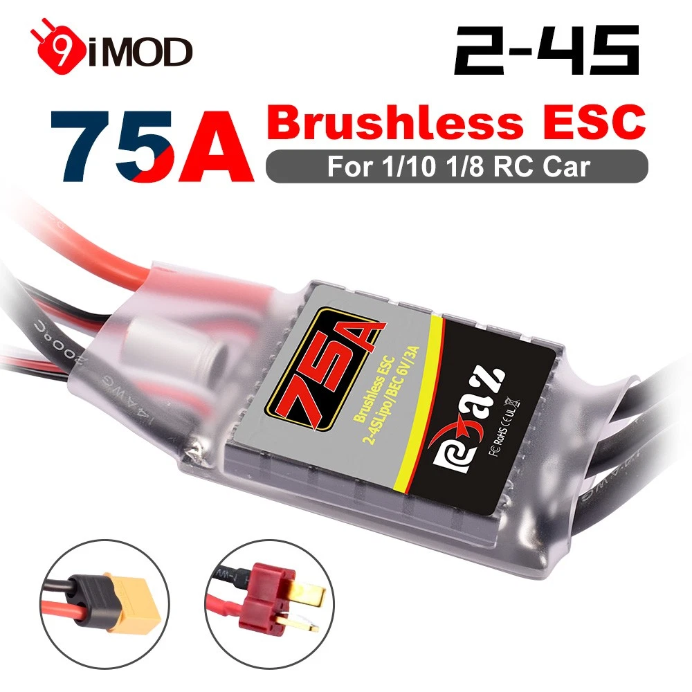 KIMISS AJL ESC Brushed 60A Pour RC 1/10 – Compatible Voiture & Bateau, Alu/Plastique, Noir, Réglage Facile
