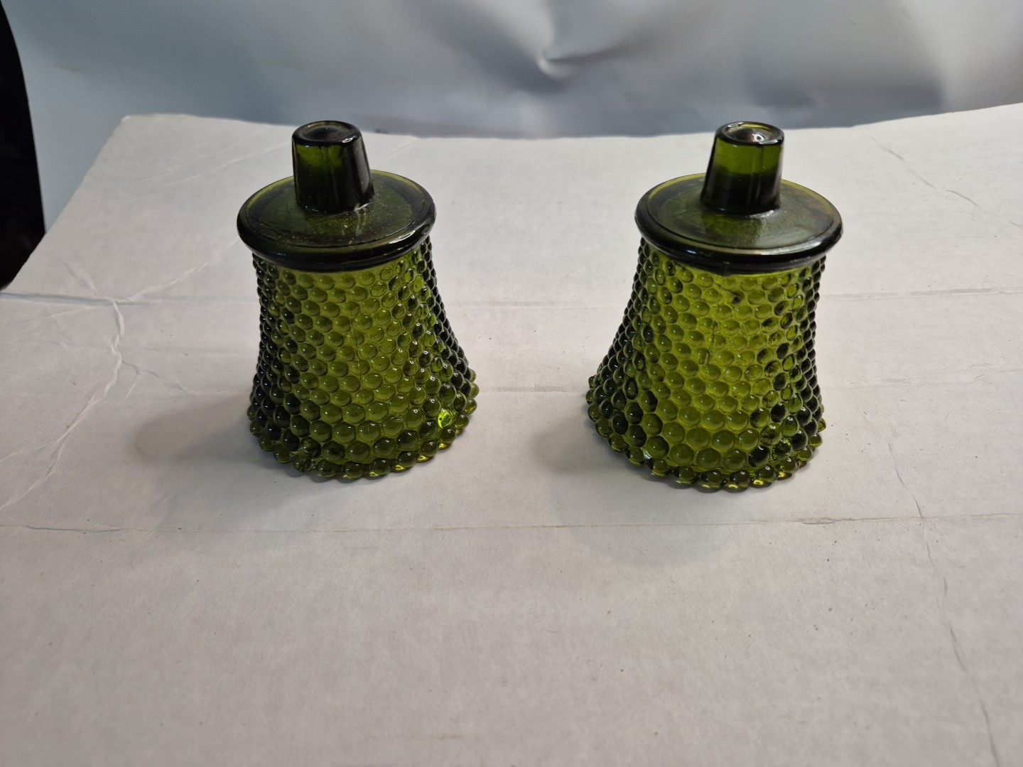 Vintage Pair Homeco Ave Syroco Green Hobnail Sconce Candle Votive Holder