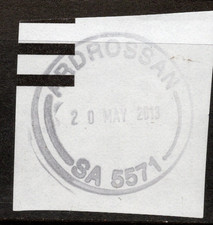 20 MAY 2013, ARDOSSAN, SA 5571 complete circular postmark on piece