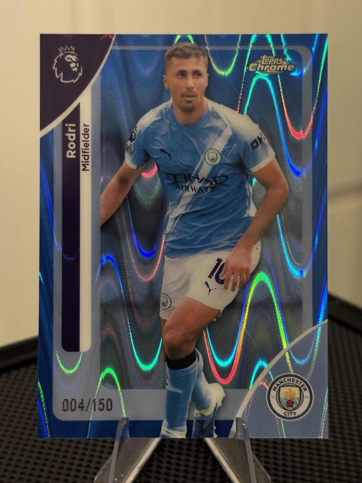 2025-26 Topps Chrome Premier League Rodri Manchester City #127 Blue Raywave /150