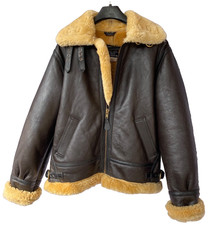 Schott B-3 Real Mouton Bomber Lamb Leather Flight Jacket Size 42 Brown US Made