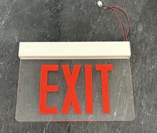 Acrylic Edge Lit EXIT SIGN Wired Business Emergency Preowned Light Scratches