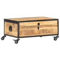Mangoholz Massiv Couchtisch Mit 4 RäDern Beistelltisch Wohnzimmertisch Vidaxl
