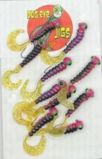 10 Pack 1/16 Oz Crappie Jigs, Curly Tail Jigs; Crappie, (purple And Black)