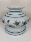 Vintage Quoizel Abigail Adams Blue Floral Ruffled Edge Milk Glass Lamp Shade