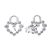 Pandora Schmuck Damen-Ohrringe Funkelndes Herzschloss Ohrstecker Silber 294419C0